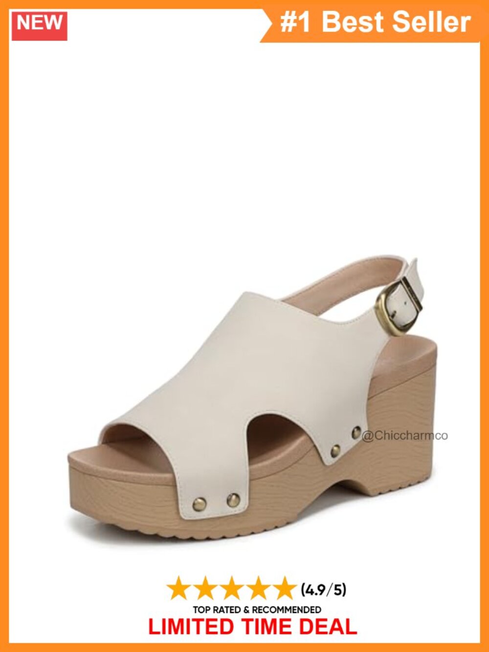 Women's Slingback Platform Wedge Sandals Faux Leather Block Heel 2.75 Inch